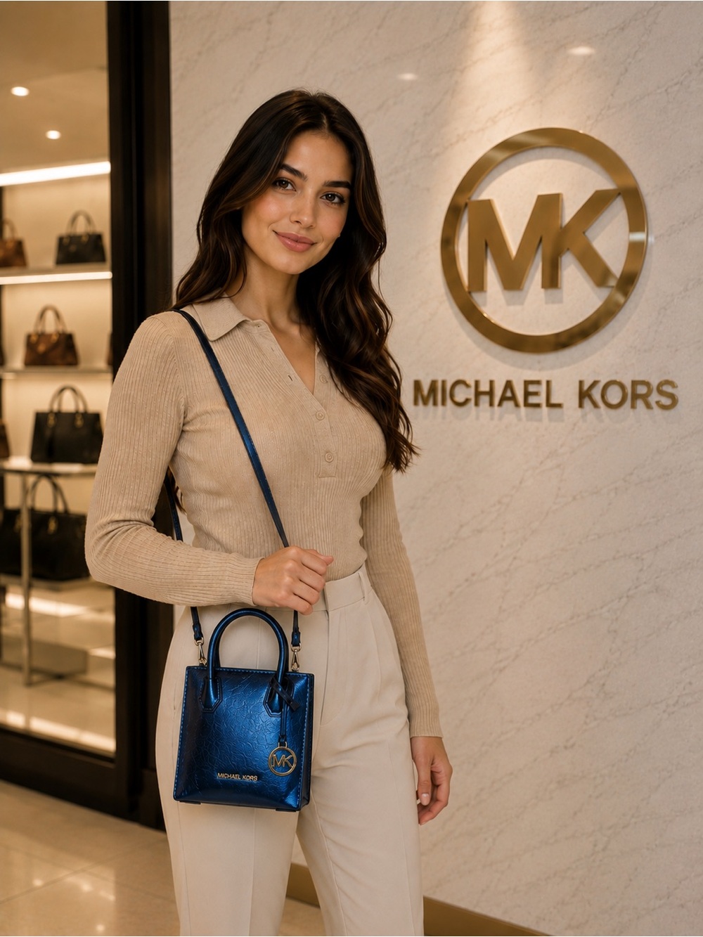 Michael Kors Mercer Metallic Teal Xsmall Tote with Crossbody Strap